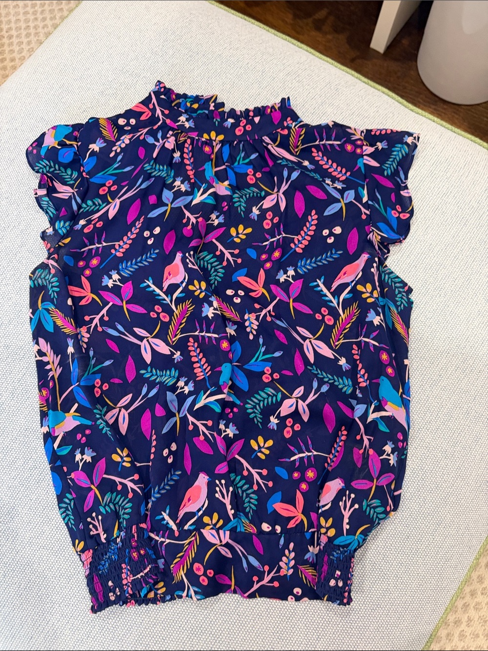 Alice & Trixie Navy Multicolor Floral and Bird Print Top